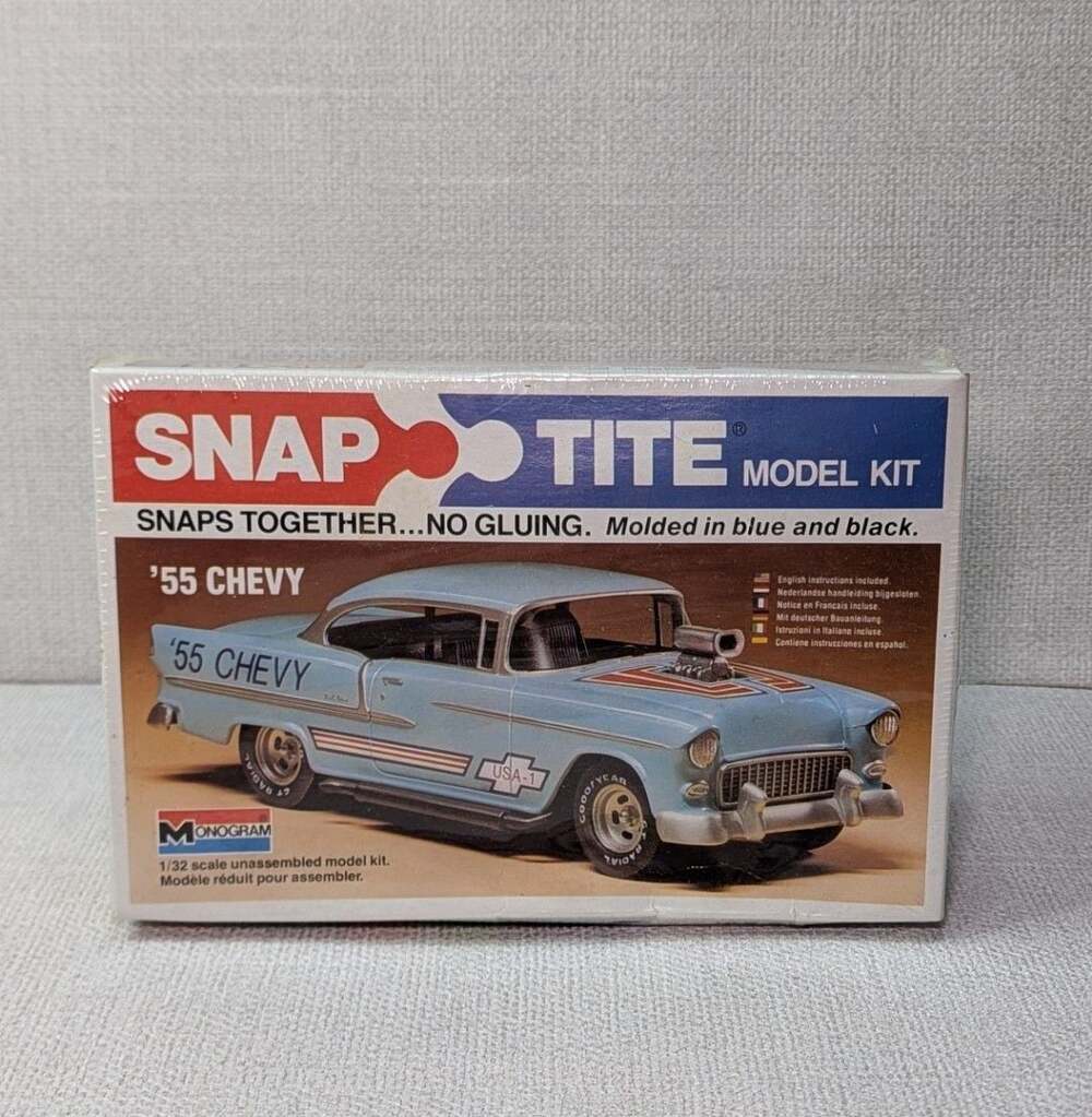 Monogram Snap Tite '55 Chevy, 1:32 Scale, Vintage 1979, Collectible, New! MISB